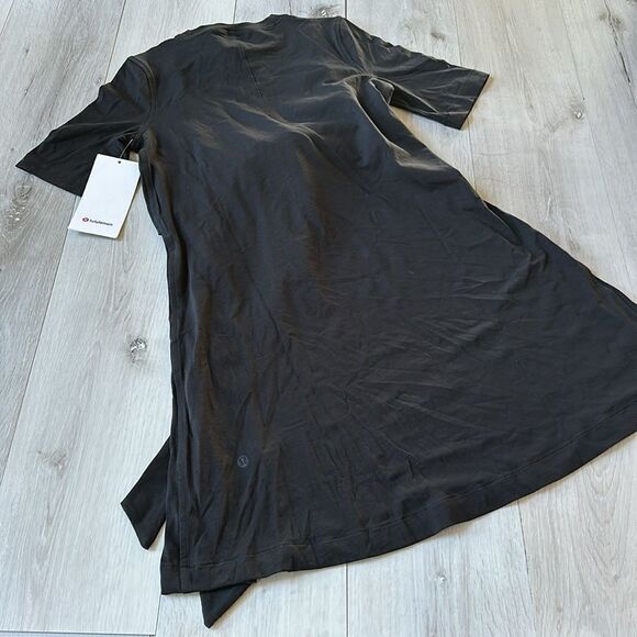 Lululemon‎ Cotton Wrap-Front T-Shirt Dress Black Size 4 Nwt - Picture 7 of 7